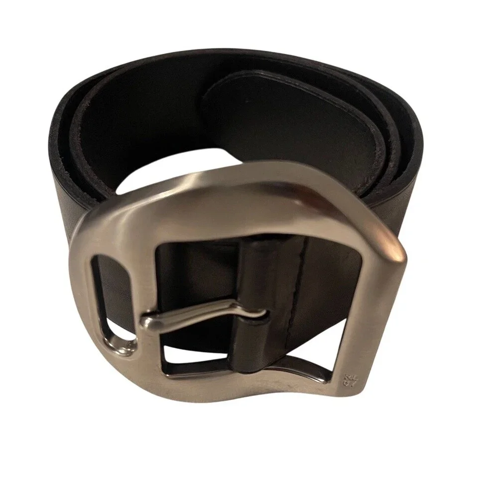 Ralph Lauren Belt Mens Black Solid Single-Prong Buckle Logo Size S